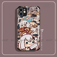 genshin impact anime phone case for iphone 12 11 pro max xr xs 7 se20 13 x 8 6 plus cute paimon silica gel shockproof shell gift
