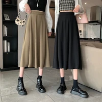 black pleated medium length skirt womens 2022 spring and summer new korean style short skirt high waist womens skirt