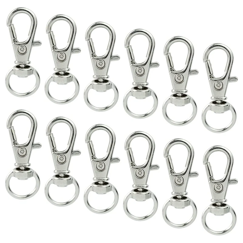 

50 Pcs Swivel Clasps Lanyard Snap Hook,Metal Swivel Lanyard Snap Hook Lobster Claw Clasp Silver