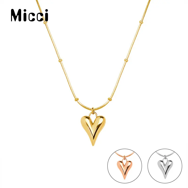 

Micci Temperament Heart Pendant Chain Necklace for Women 2022 Stainless Steel Stylish Choker Necklace 18 K Jewelry Party Gift