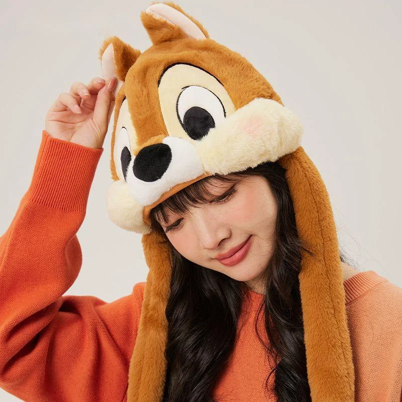

Новая плюшевая шапка Disney Chip 'n' Dale, мягкая теплая шапка с мультяшным аниме чипмунком, в форме фосени, креативный подарок для девочки на день рождения