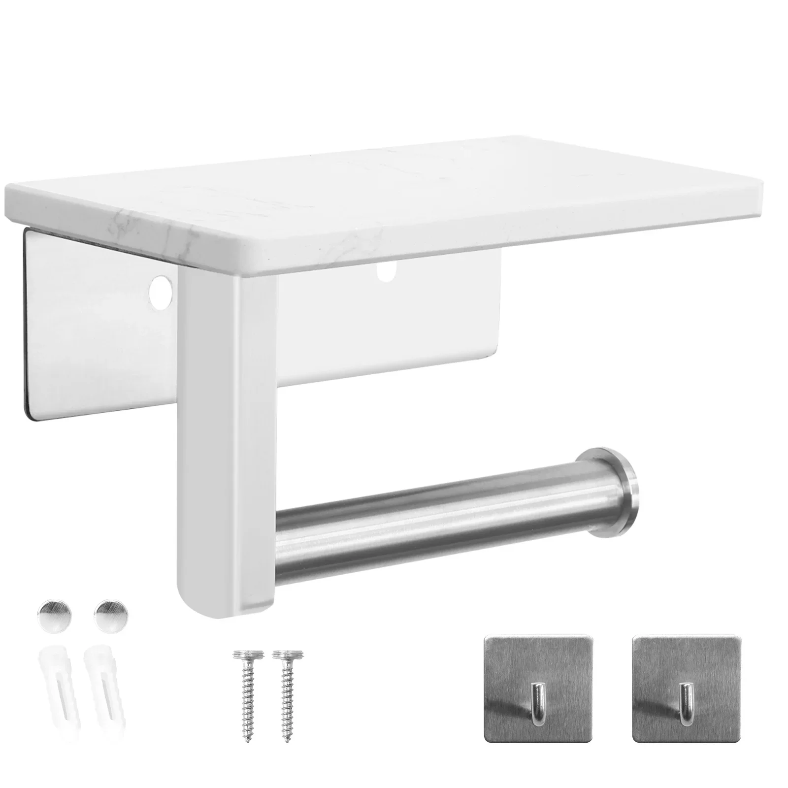 Держатель для туалетной бумаги с мраморной полкой 304 рулон из нержавеющей стали