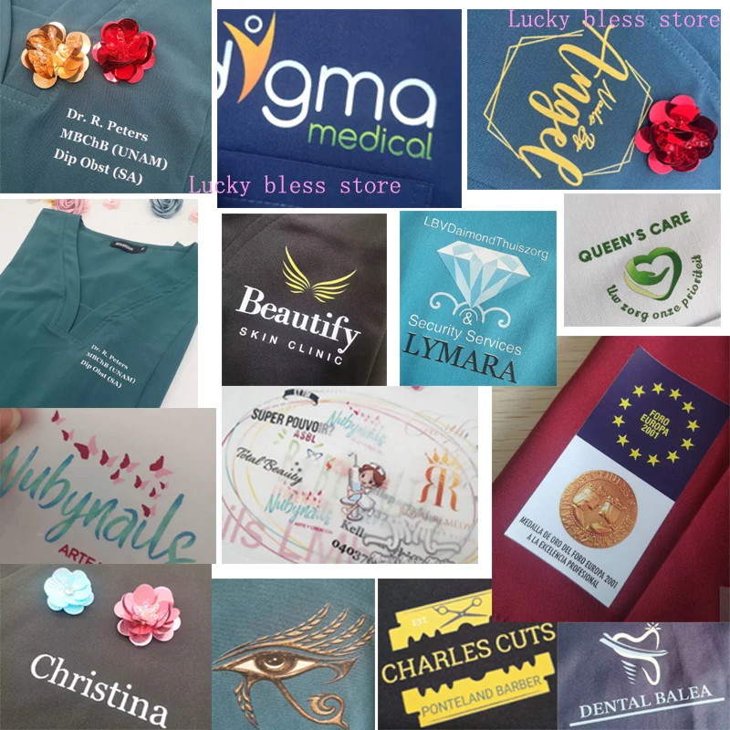 Customized Enfermeria Uniform Women Men's Work Wear Custom Print Logos Name Scrubs Sets Spa Salon Surgical Nursing Medical Suits