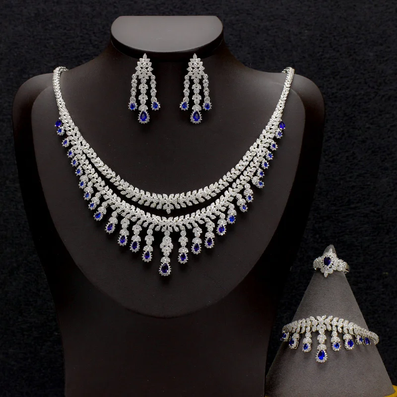 18856 Дубай Свадебные циркониевые наборы ювелирных изделий для женщин женский