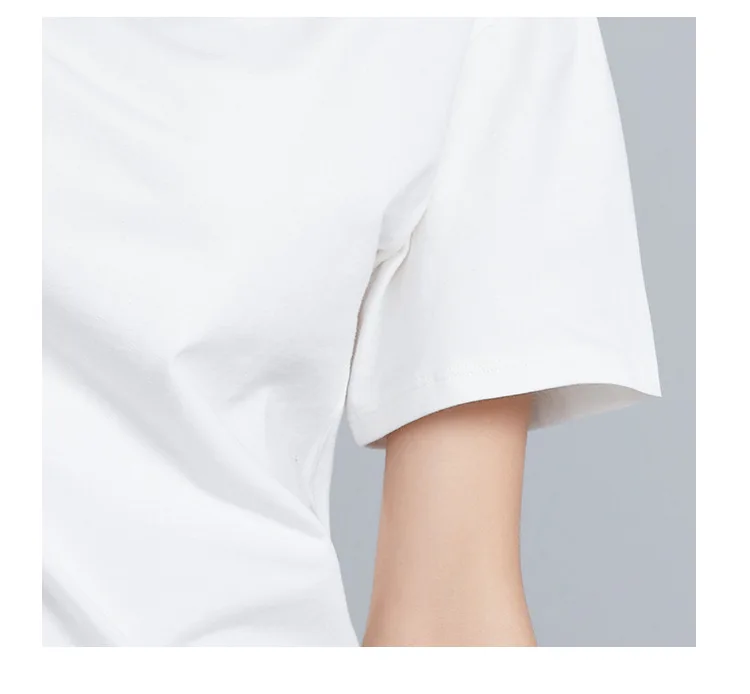 

Korean version casual T-shirt female round collar collocation short-sleeved base blouse WHITE