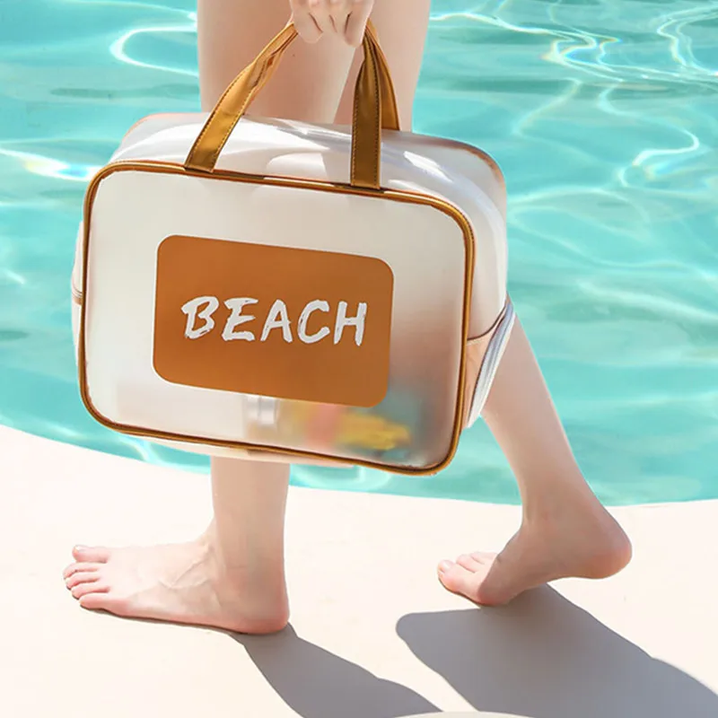 Women's Beach Bag Sport Pouch Pvc Water Pool Bathing Wet Stuff Cometic Storage Handbags For Fitness Packing Gym Swim Accessories