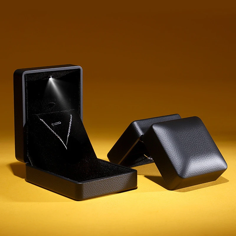 

Шкатулка для ювелирных украшений со светильник кой, органайзер для демонстрации колец, ожерелий, подвесок, подарочная упаковка, чехлы для хранения