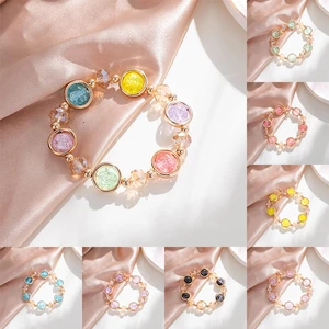 Fashion Women Original Design Elastic Bracelet Korea Strawberry Crystal Buddha Girl Pendant Charm 2022 New Birthday Gift