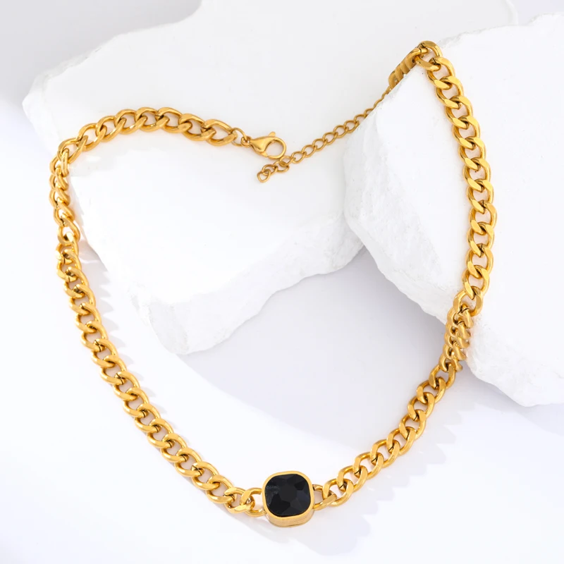 Ожерелье EILIECK из нержавеющей стали 316L с большим Цирконом для женщин модная