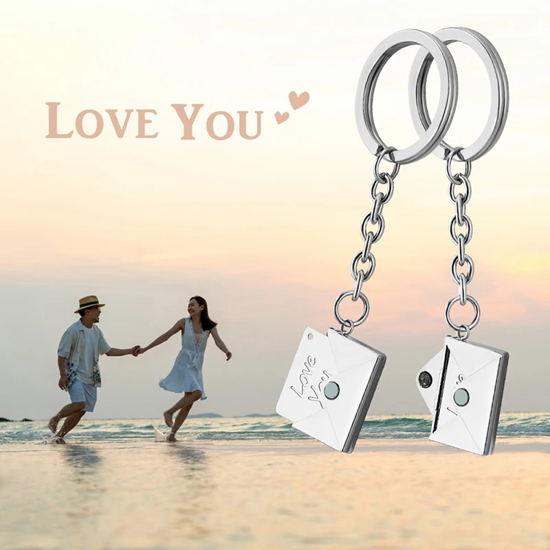

Creative Envelope Keychain Hiding Love You Words Romantic Key Chain Stainless Steel Bag Pendant Jewelry Couple Key Ring