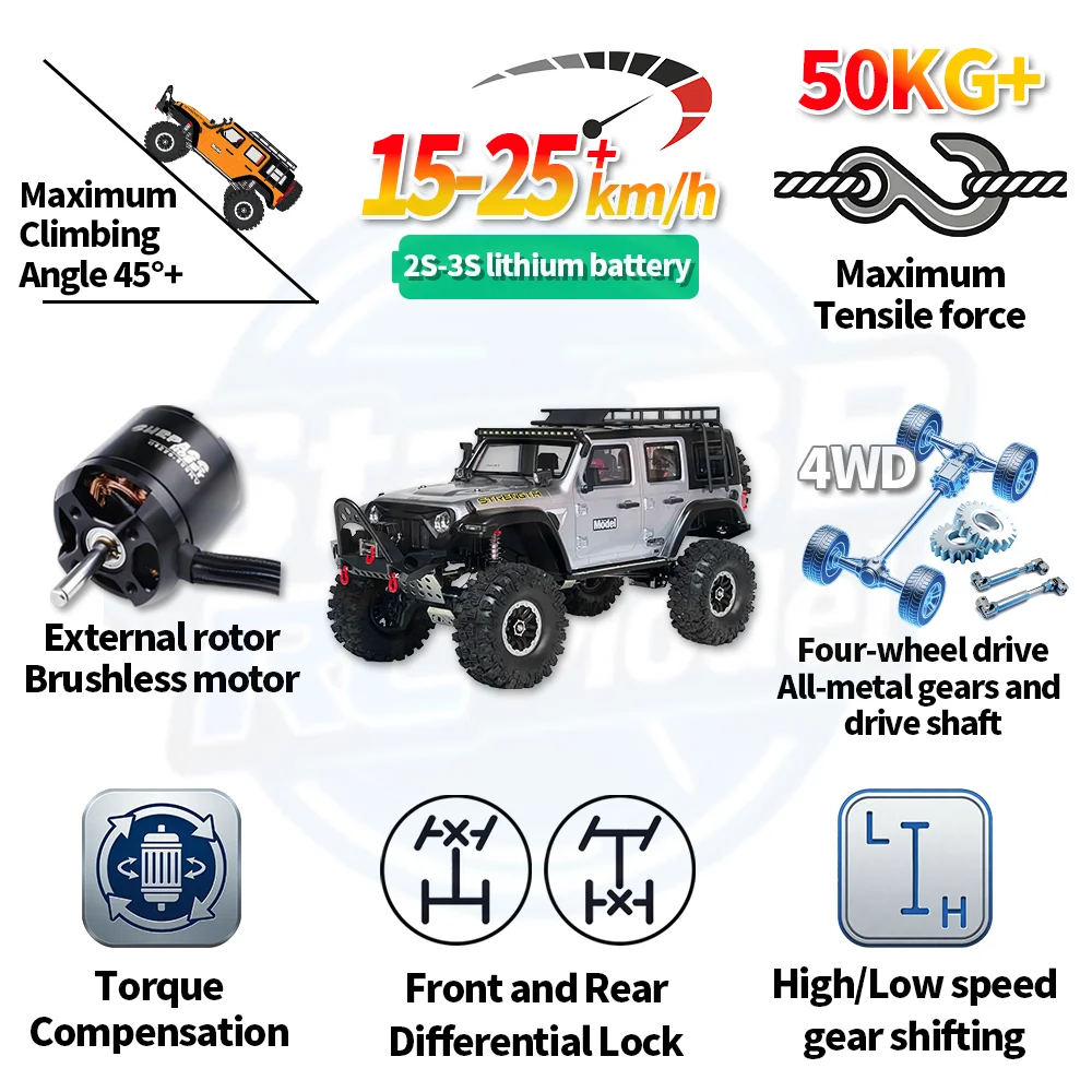 Фото Радиоуправляемая машинка Wltoys 104008 Pro, модель 1/10, бесщеточная, с пультом управления, внедорожник для бездорожья №4