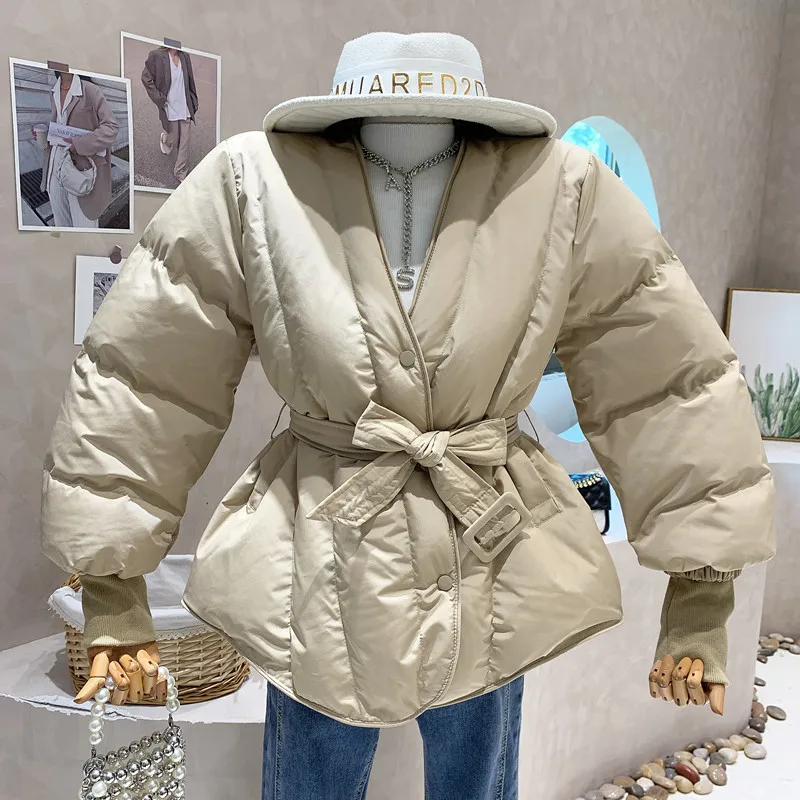 

Новинка Женская одежда 2022 зимняя пуховая хлопковая куртка с длинным рукавом Кардиган на шнуровке одежда с хлопковой подкладкой пальто