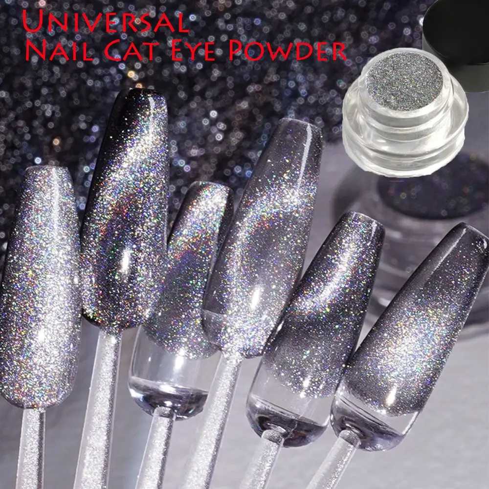 

Universal Nail Cat Eye Powder Laser Rainbow Dazzling Spar Nails Art Glitter Colorful Nail Powder
