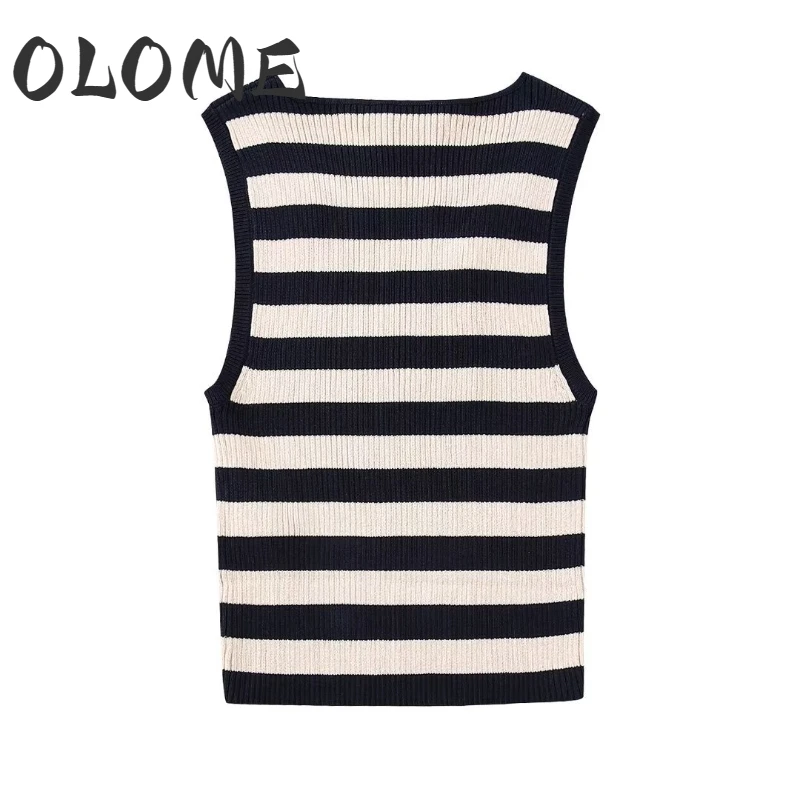 

2023 Spring Summer Sporty Fitness Sexy Skinny Striped Print Tank Top Women Vest Casual Sleevless Crop Top Female Knitted Tanks
