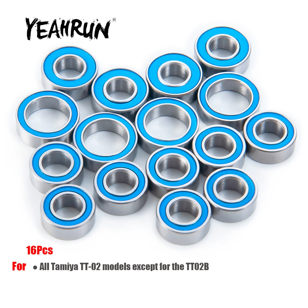 

YEAHRUN 16 шт. металлическая Ступица колеса, комплект подшипников для Tamiya TT-02 1/10, обновленные детали для радиоуправляемых моделей автомобилей, аксессуары