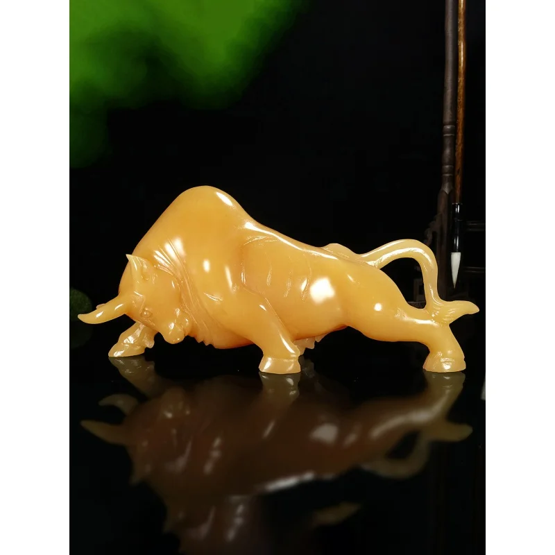 Натуральный желтый нефрит со знаками Зодиака корова украшения Walstreet счастливая