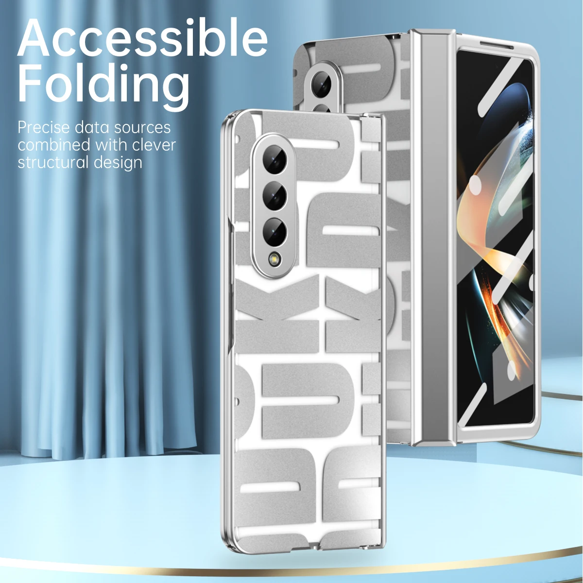 

Luxury Plating Phone Case For Samsung Galaxy Z Fold 5 4 3 2 Fold5 Fold4 Fold3 Fold2 5G Transparent Hinge Protection Hard Cover