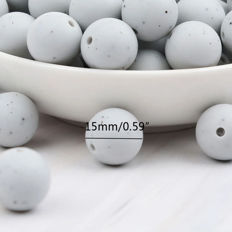 

5pcs/lot Silicone Loose Baby Bead 15mm DIY Chewable Colorful Teething Pacifier Chain Bracelet BPA Free Silicone Beads