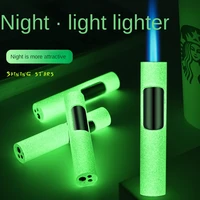 creative blue flame direct punching windproof lighter new luminous durable
