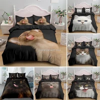 funny cute cat king queen bedding set full size for adult kids bed covers animal duvet cover sets with pillowcase 23pcs