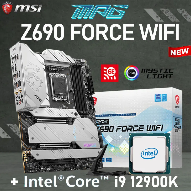 LGA 1700 12th Intel Core i9 12900K Combo+MSI MPG Z690 FORCE WIFI Motherboard DDR5 128GB M.2 PCI-E 5.0 Z690 Placa-mãe Desktop ATX