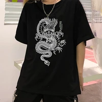 womens tshirts top tee ulzzang harajuku vintage chinese dragon print t shirt summer punk cotton streetwear women clothes