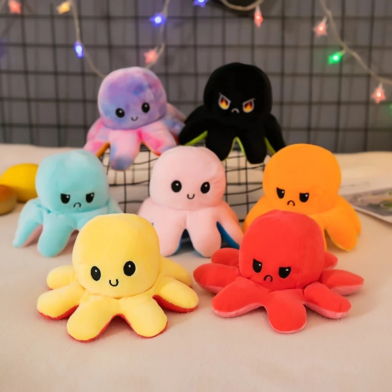 

Figurines Gift shifter Reversib Blue colors plushie Women Octopus for Reversivel Newest pulpo double-sided Autism Toy Mood 25