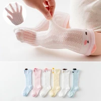 1 pairs baby summer thin mesh long socks newborn girls cotton knee high socks mosquito proof socks for infants cute animals