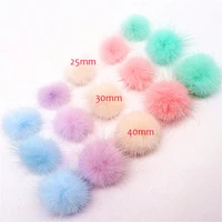 real mink fur pompoms 25mm 30mm 40mm pom poms balls natural fur pompon for hats bags shoes scarves accessories