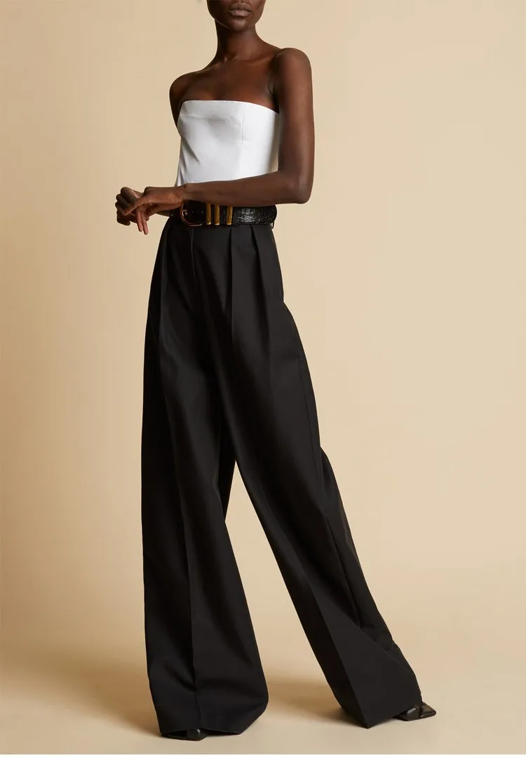 

Женские широкие брюки с завышенной талией, корейские модные комфортные повседневные брюки для костюма на осень и зиму