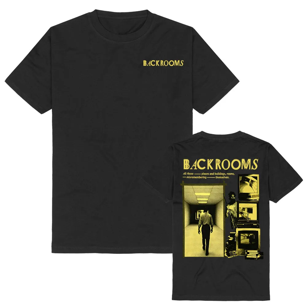 Фото Футболки с графическим дизайном Movie Backrooms, летние хлопковые женские футболки с коротким рукавом, повседневные свободные футболки с круглым вырезом, модные футболки с принтом, одежда с принтом №2