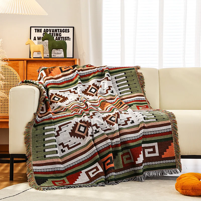 

Ethnic Bohemian Blanket Outdoor Beach Picnic Blankets Plaid Bed Soft Sofa Mats Multifunction Travel Rug Breathable Throw Blanket