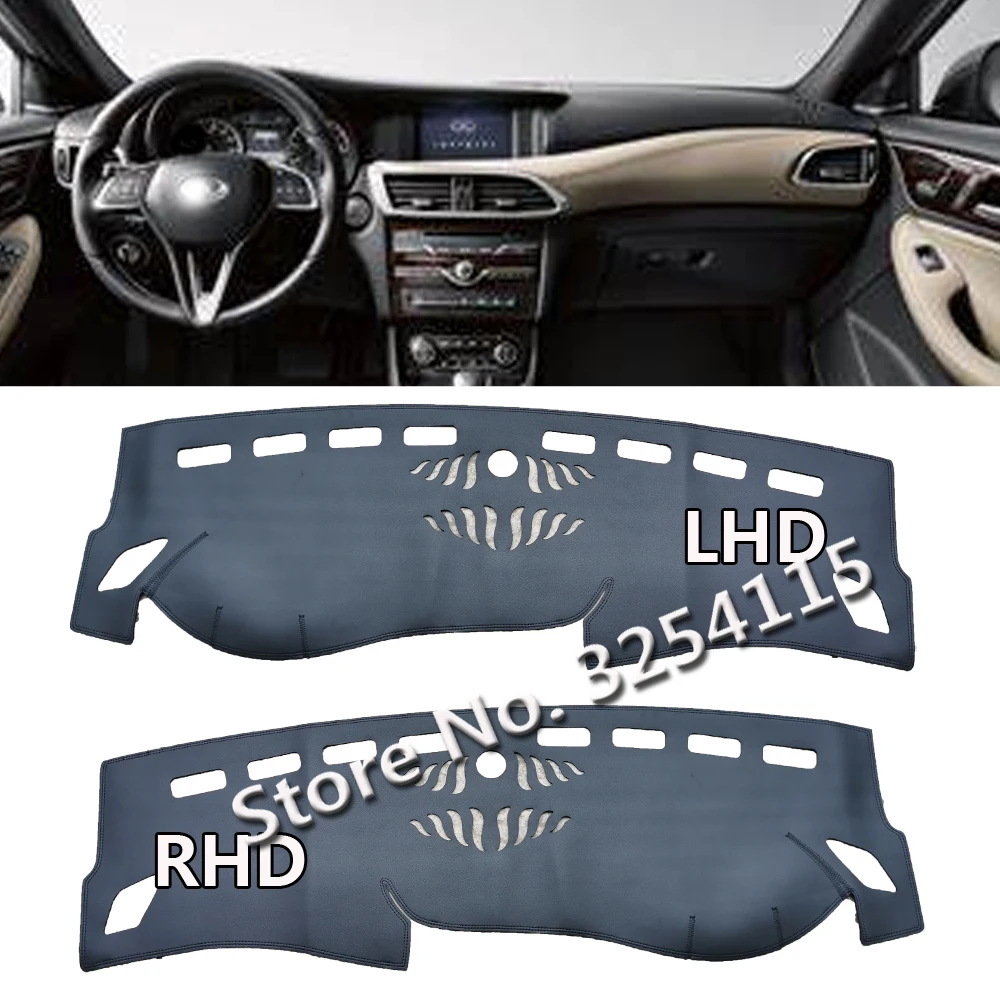

Pu Leather Dashmat Suede Dashboard Cover Pad Dash Mat Carpet Car Styling Accessories for Infiniti Q30 Qx30 2015 2016 2017 2021