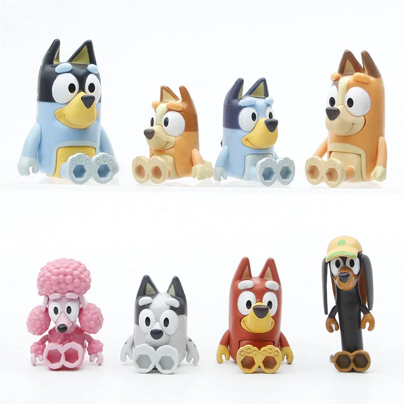 

8-12Pcs Cartoon Animation Bluey Playtime Movable Dolls PVC Toys Bluey Bingo Action Collection Anime Figures Children Toys Gifts