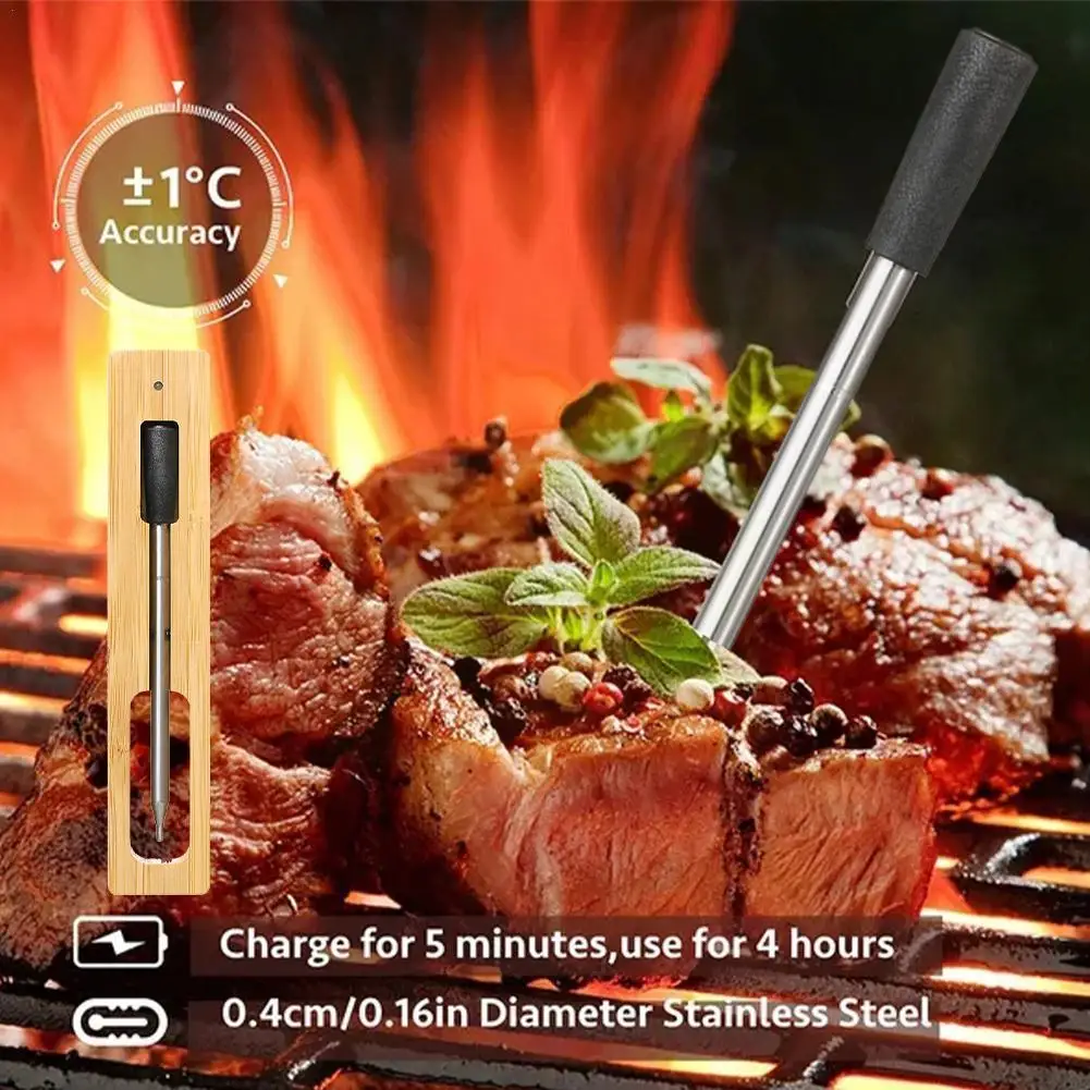 

Mini Meat Thermometer Wireless For Oven Grill BBQ Smoker Rotisserie Bluetooth Connect Digital Kitchen Tools Barbecue Access G4Q9