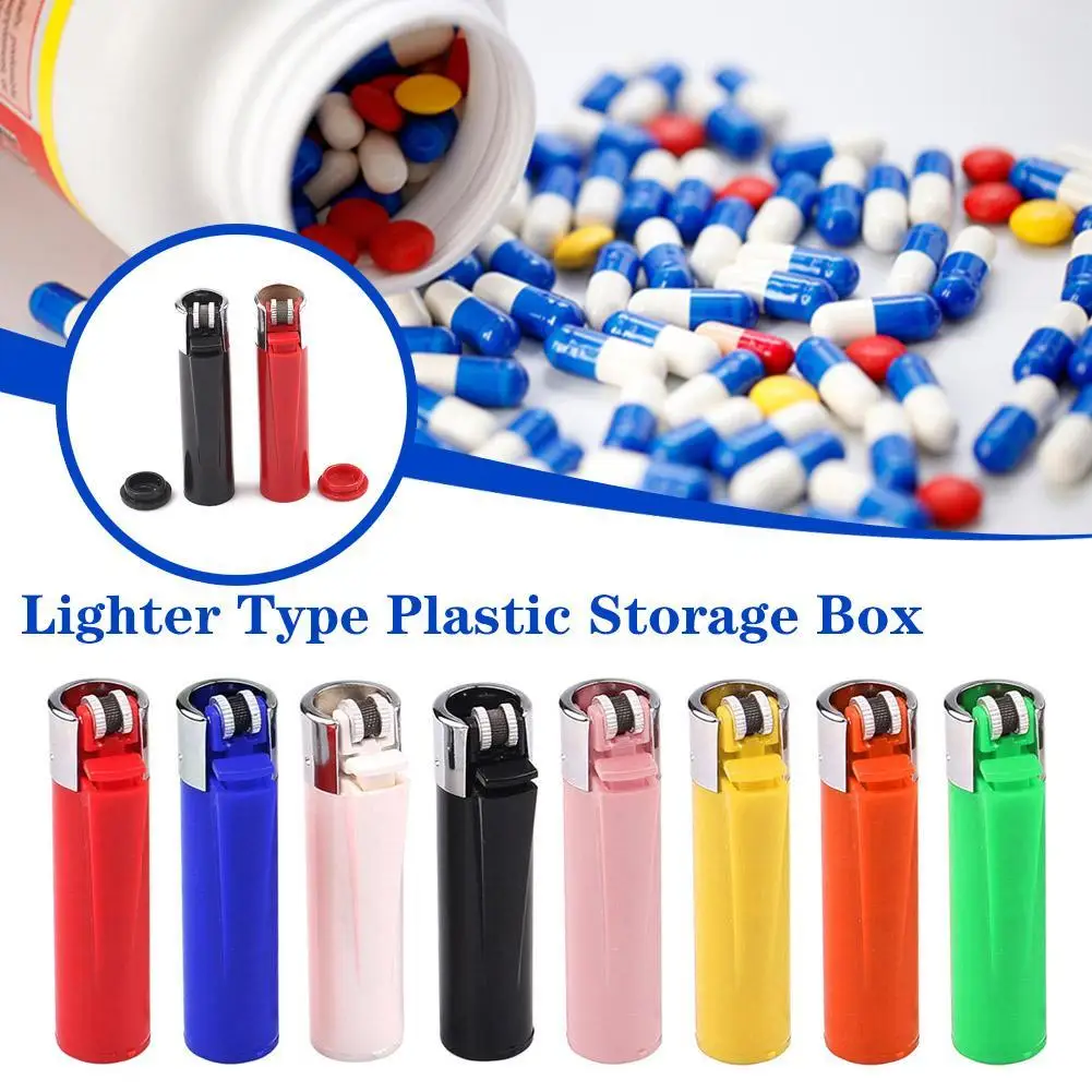 Lighter Shape Pill Box Safe Medicine Storage Case Sealed Waterproof Moisture-proof Hidden Drug Storage Dispenser Pill Organizer
