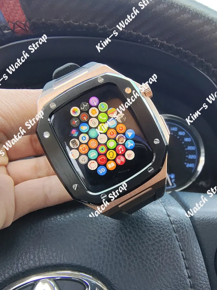 41 45mm Rubber Strap Kit for Apple Watch 40mm 44mm 316 Stainless Steel Case for iWatch 7 Series 6 SE 5 4 DIY Modification Set