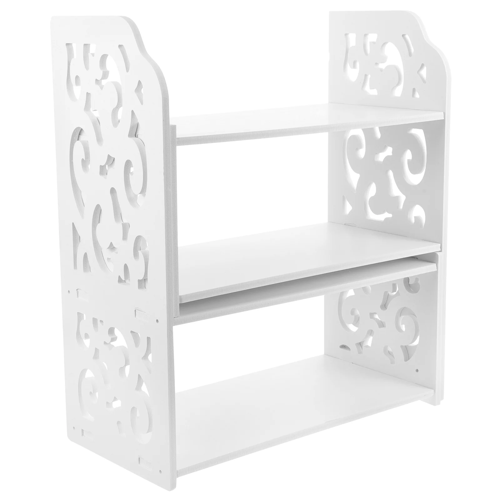 

Book Display Stand Wooden Bookshelf Retractable Office Shelves Organizer Desk White Student