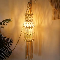 decorative boho pendant lampshade macrame lamp shade handwoven ceiling chandelier light covers for home wedding decoration