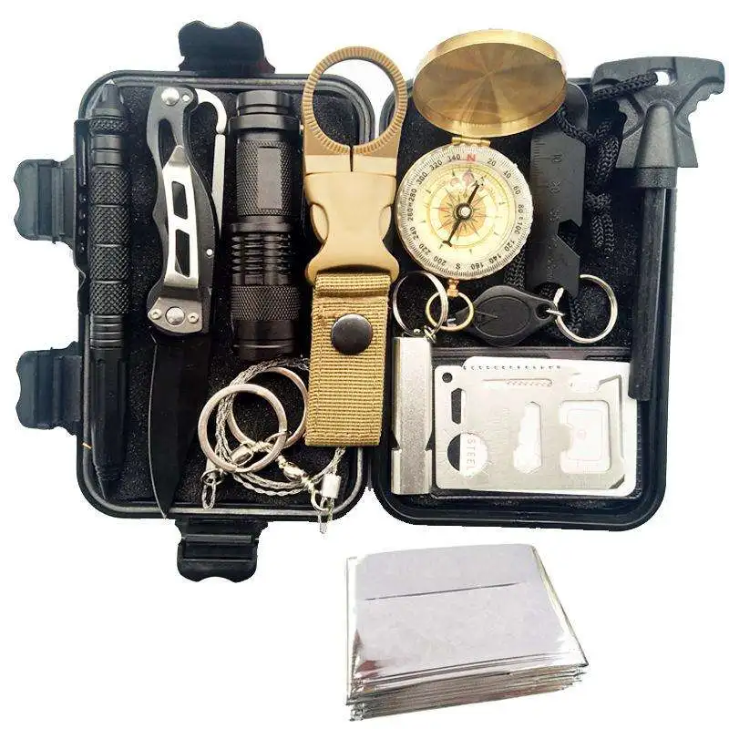 

Gear Tools Survival Kit Bag Hiking Products Equipment Stainless Steel 1 PE Bag Wholesale Military Camping Logo Item Packing