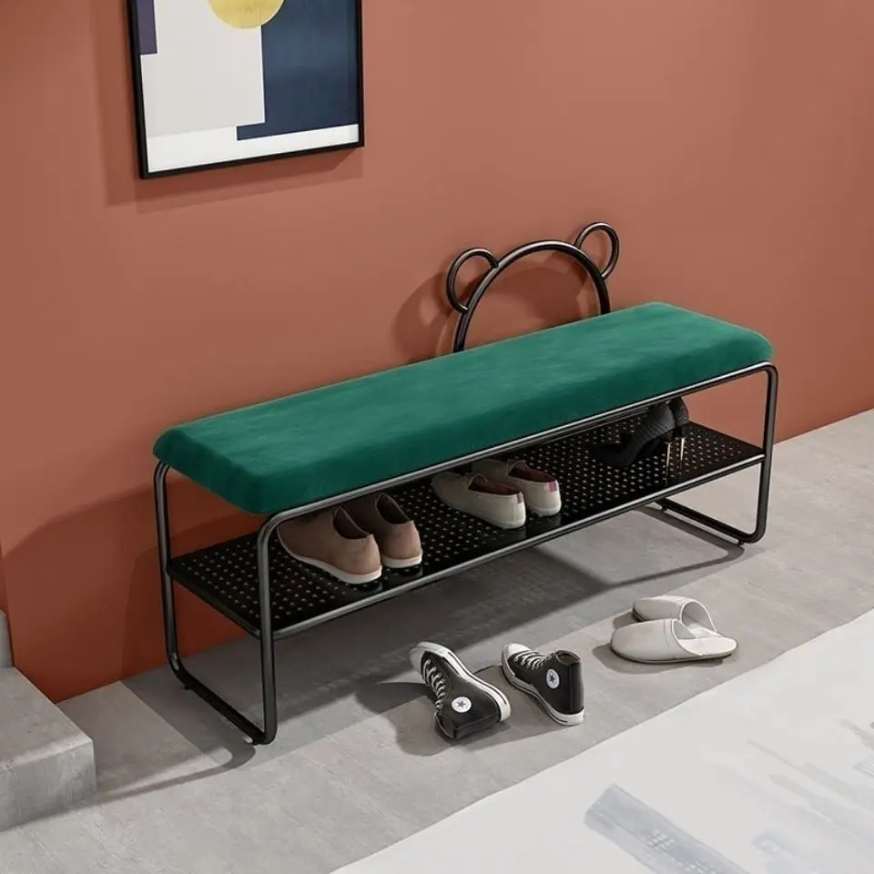 

Практичная полка для обуви, шкаф для хранения, скандинавский свет, роскошный мягкий стул для смены подушки, мебель для гостиной, железная ск...