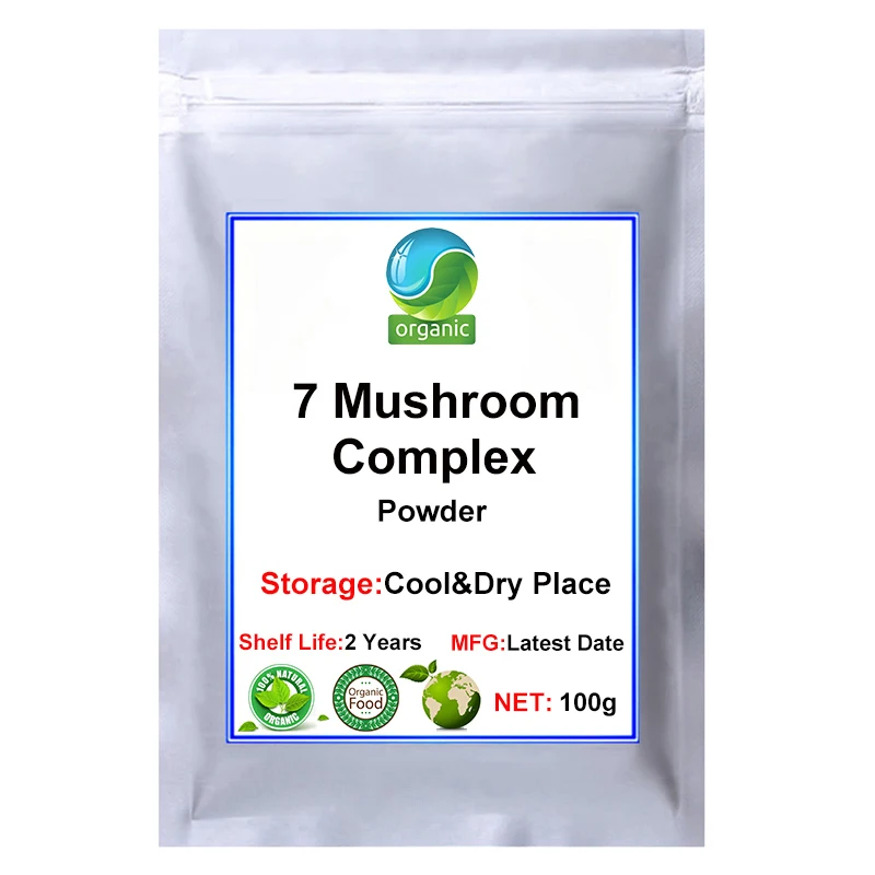 

7 Mushroom Complex Powder Chaga Cordyceps Reishi Lion's Mane Maitake Turkey Tail Shiitake Powder