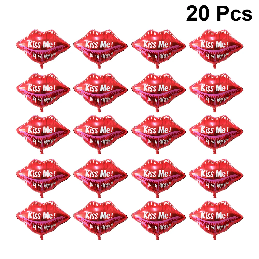 

20pcs Lip Shape Balloons Printing Party Balloons Aluminum Film Balloons for Party Wedding Valentine Day
