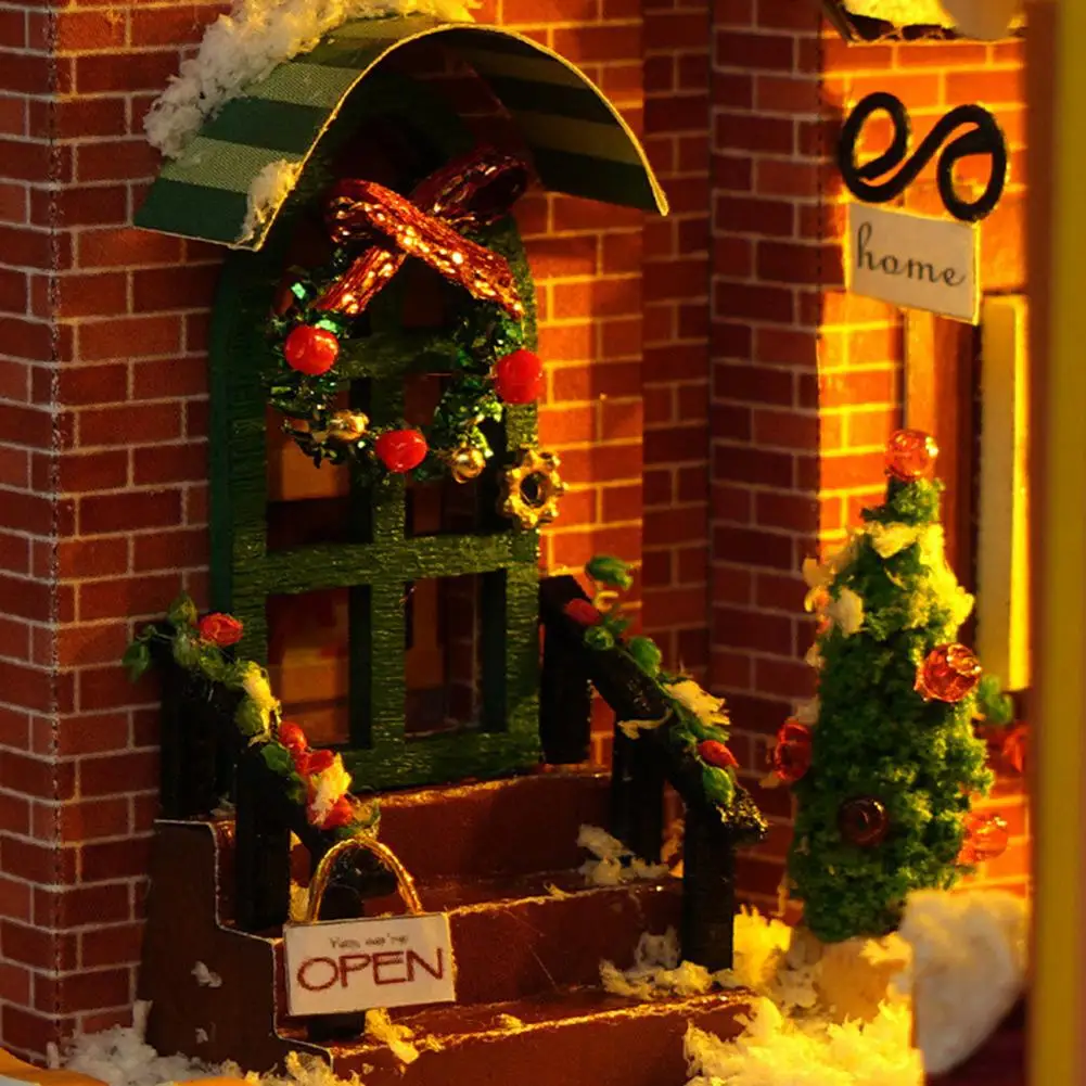 

Christmas Ornaments Wooden Set High-quality Christmas Diy Kit Diy Christmas Book Nook Kit Led Lights Ornaments for Home