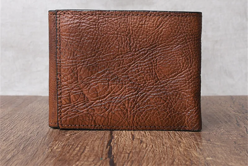 Vintage high-quality genuine leather men's women's wallet casual simple luxury soft natural real cowhide card holder coin purse