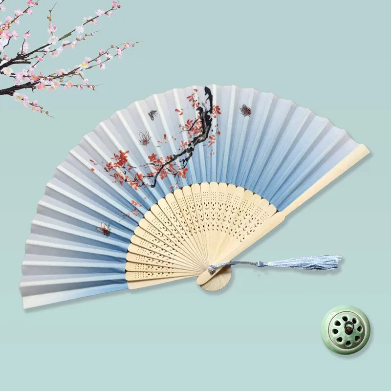Китайский шелковый складной веер винтажный бамбуковый танцевальный косплей