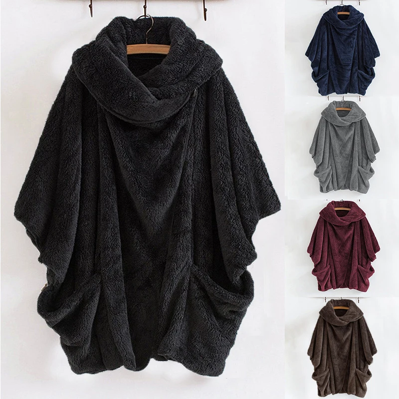 

Oversized Loose Winter Warm Overcoat Women Fashion Loose Hooded Jacket Casual Fleece Long Coat Hairry Furry Outwear Pullover