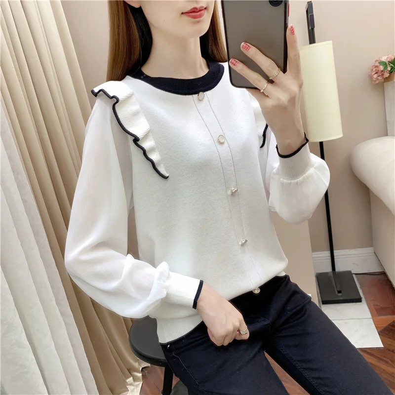 

Long-sleeved autumn clothing 2021 new loose blouse women's knit sweater GRAY22