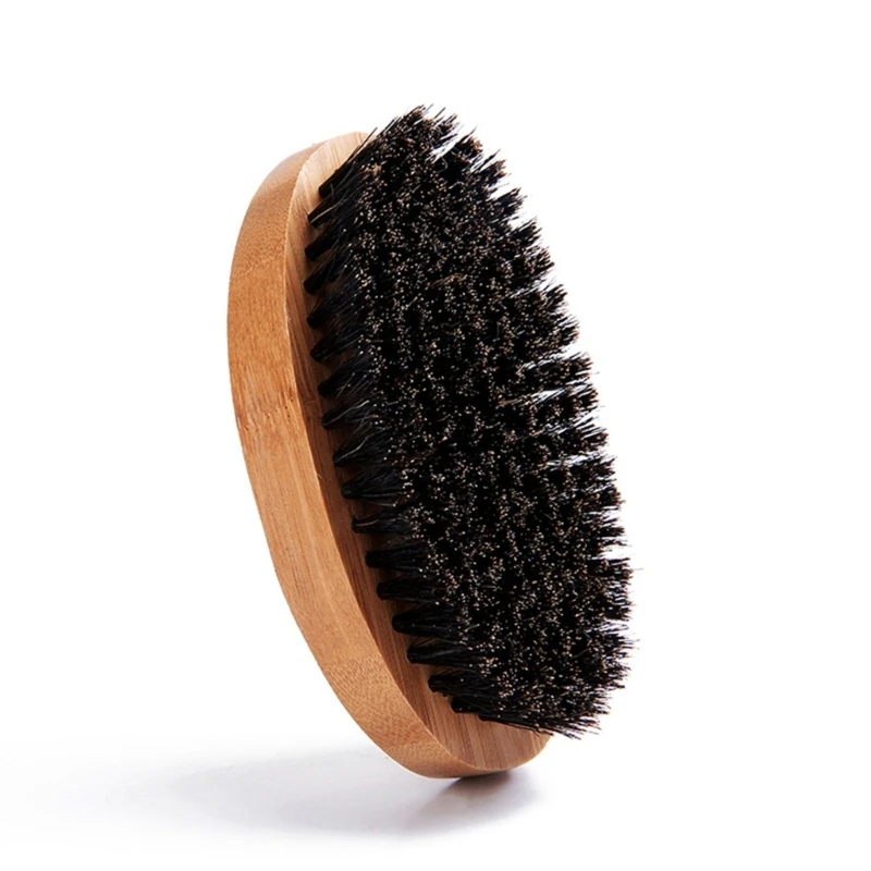 

Men Beard Grooming Brush Beard & Mustache Brush Oval Wood Handle for Facial Hair Boar Bristle Brush Adds Shine & Softnes