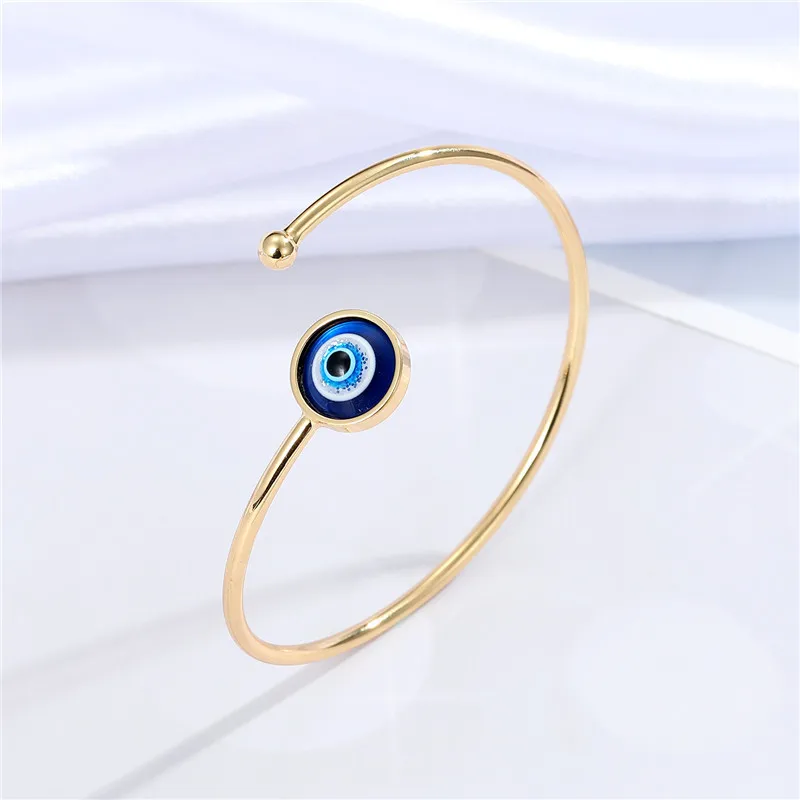 

10PCS Blue Evil Eye Open Thin Bangle For Women Jewelry Turkey Lucky Eye Bracelet Hand Jewelry